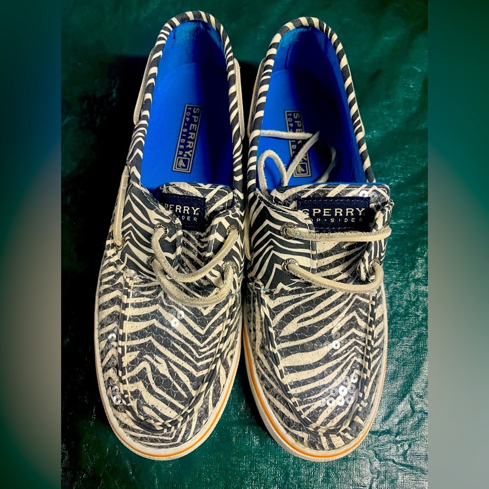 Zebra Sequin Sperrys